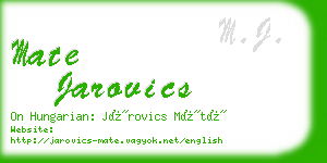 mate jarovics business card